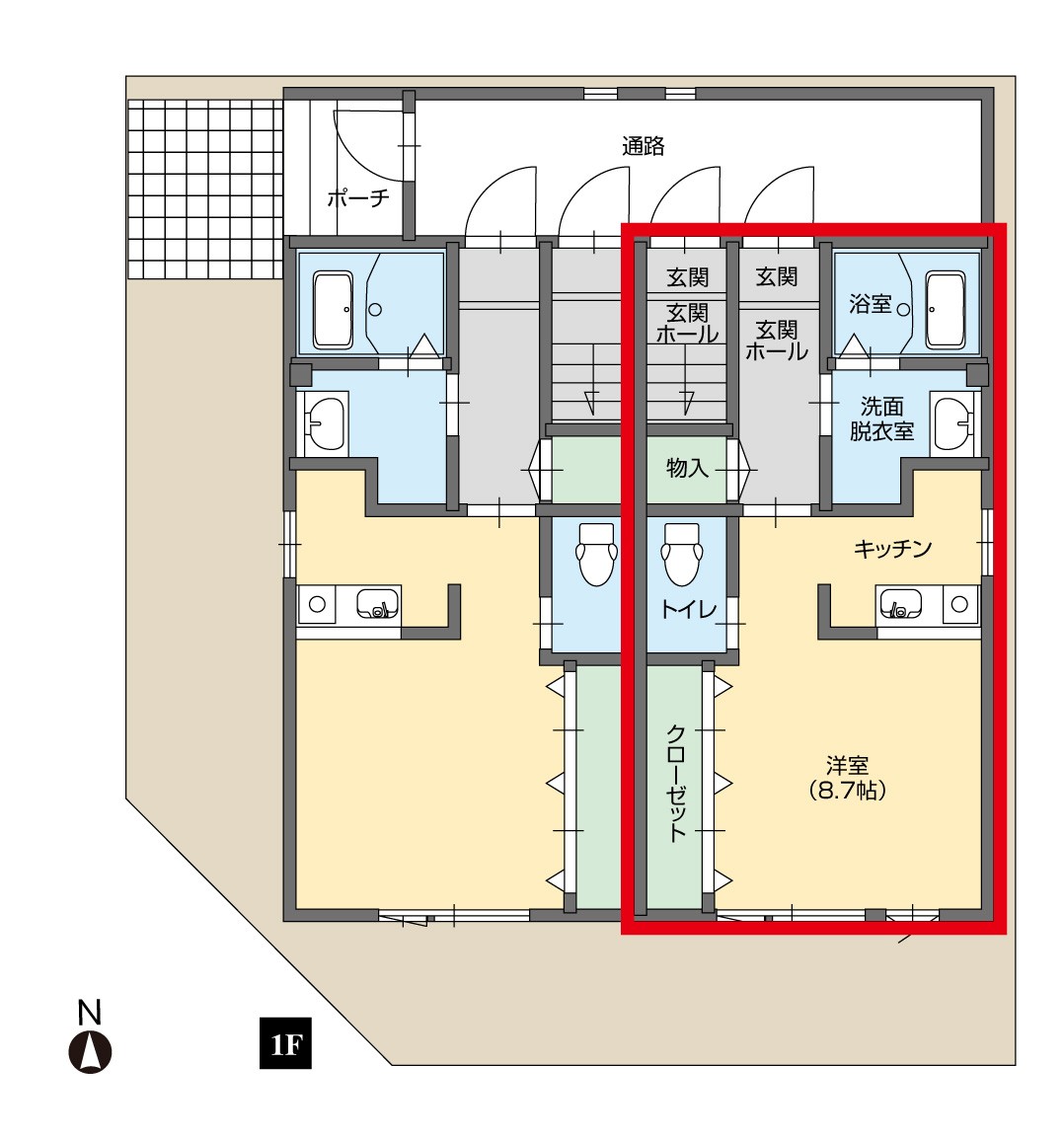 アパート エムプールTAWARA・２階２Ｂ