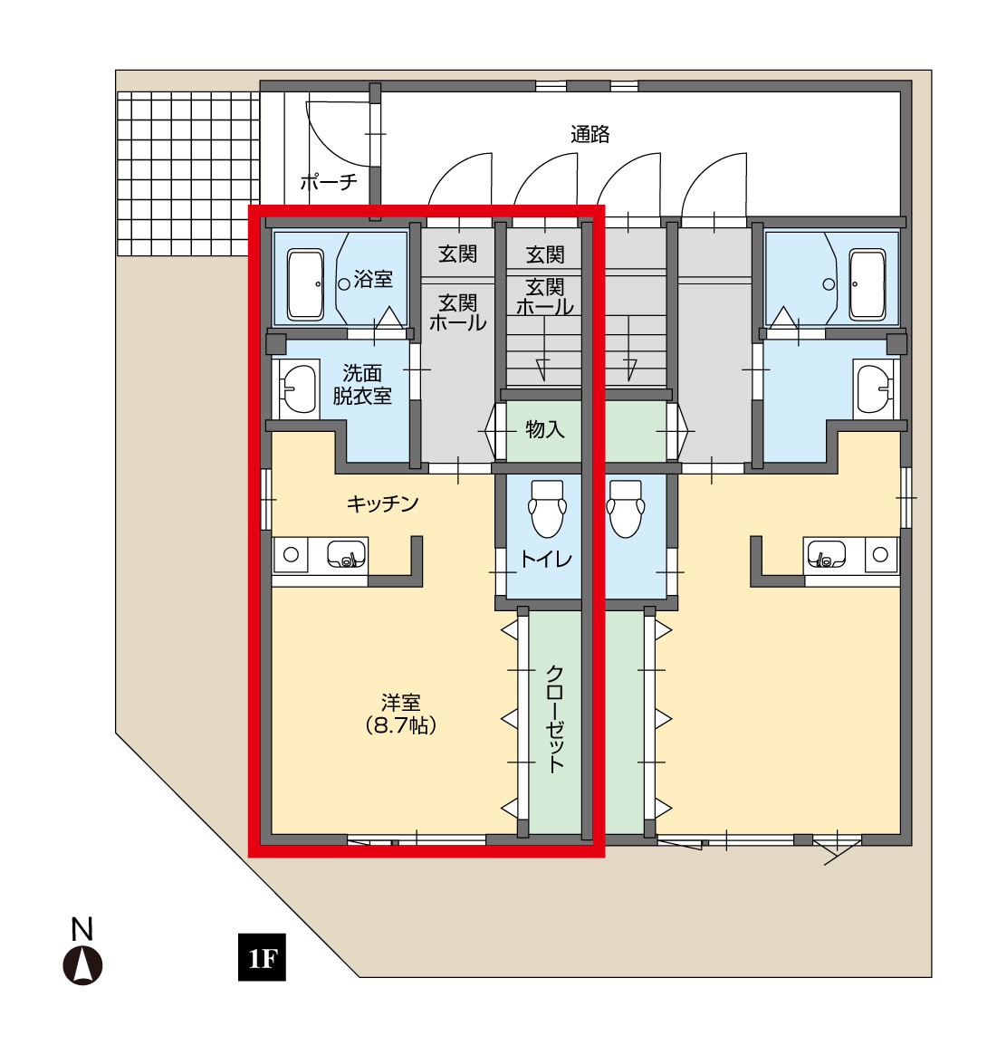 アパート エムプールTAWARA・１階１Ｂ